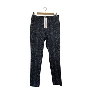 Up Luxury Size 8‎ Snake Print Slimming Technology Navy Gray Pull On Ponte Pants